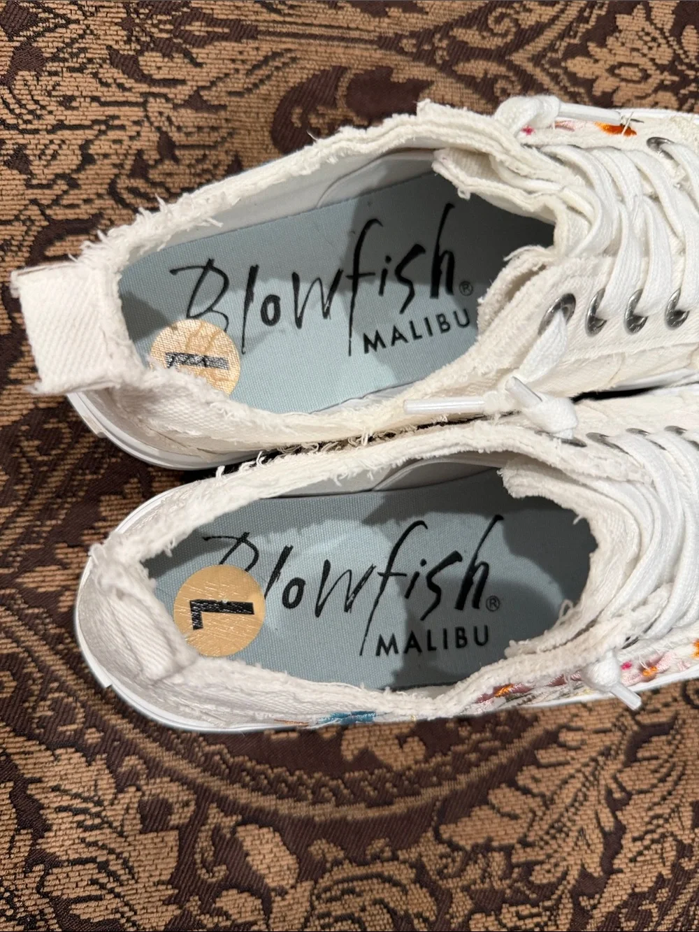 Blowfish Malibu Canvas Sneakers with Multicolor Floral Embroidery